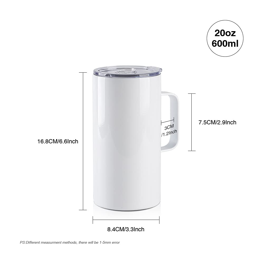 4 Pack 20 OZ Sublimation Tumblers with Printable Handle F635553