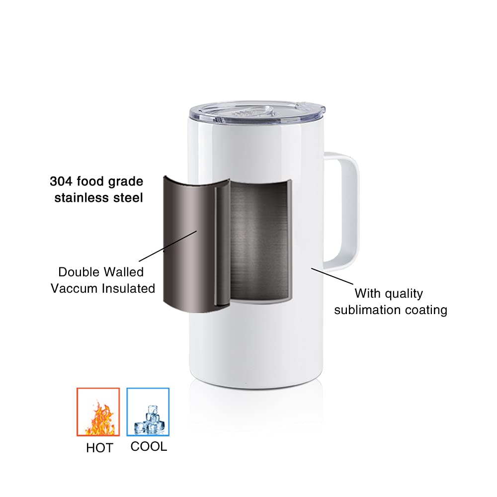 4 Pack 20 OZ Sublimation Tumblers with Printable Handle F635553