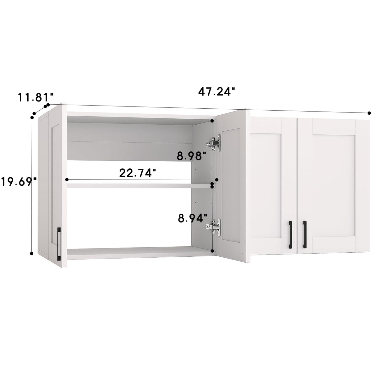 White Laundry Room Cabinets and Storage with 4 Doors and Adjustable Shelf W58540