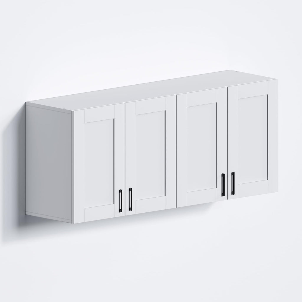 White Laundry Room Cabinets and Storage with 4 Doors and Adjustable Shelf W58540
