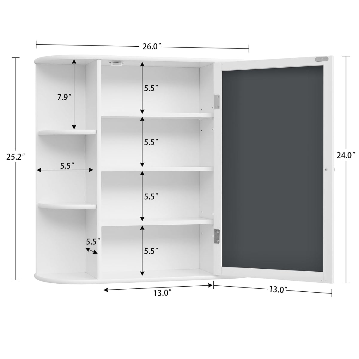 White Bathroom Medicine Cabinet with Mirror and Adjustable Shelves P229
