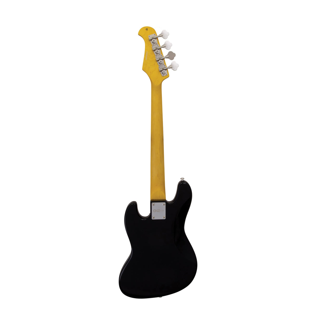 Black Mini Electric Bass Guitar with Maple Neck, Rosewood Fingerboard & White Pickguard I248604