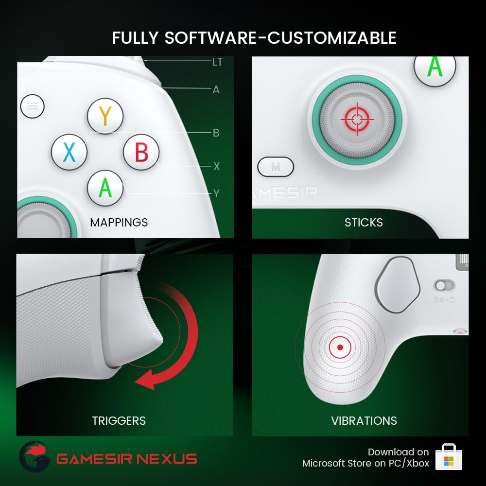 Wired Gamepad with Hall Effect Joysticks and 3.5 mm Audio Jack White A1275