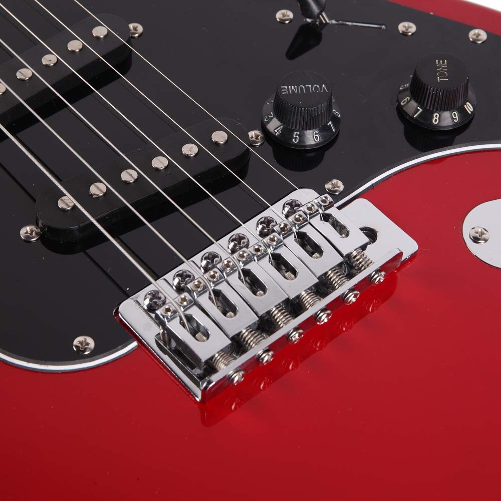 39 Inch Beginner Electric Guitar Kit with Bag, Strap, 20W Amplifier, Red Y5149