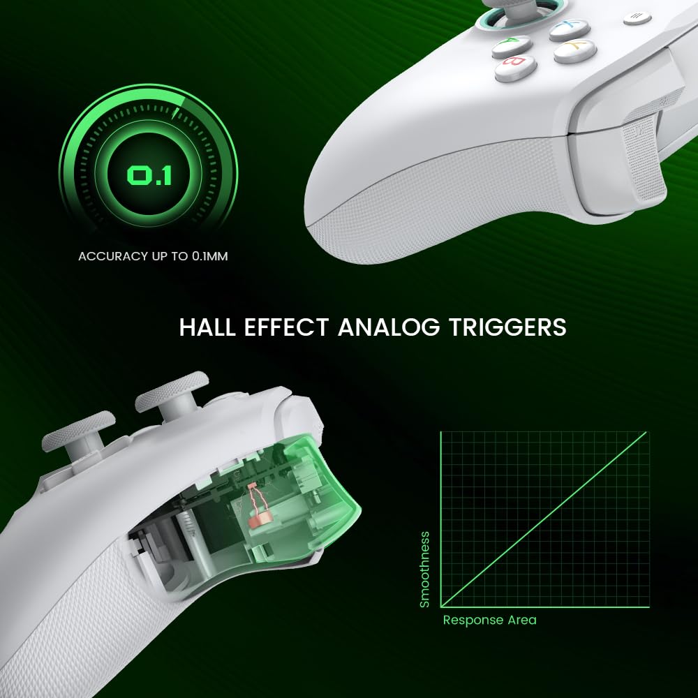Wired Gamepad with Hall Effect Joysticks and 3.5 mm Audio Jack White A1275