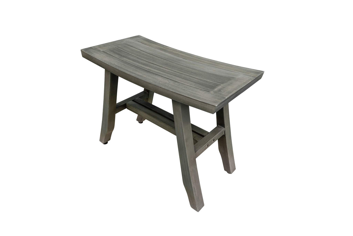 24" Gray Teak Shower Bench with Curved Seat V475
