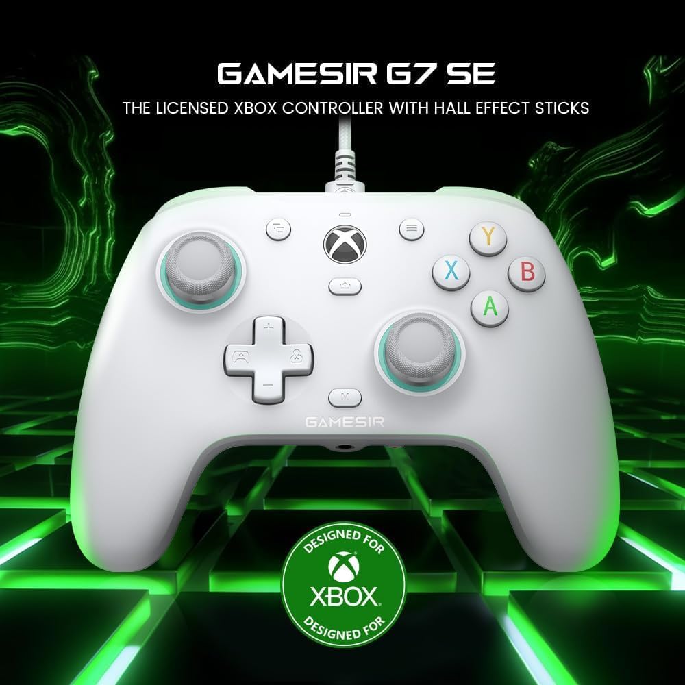 Wired Gamepad with Hall Effect Joysticks and 3.5 mm Audio Jack White A1275