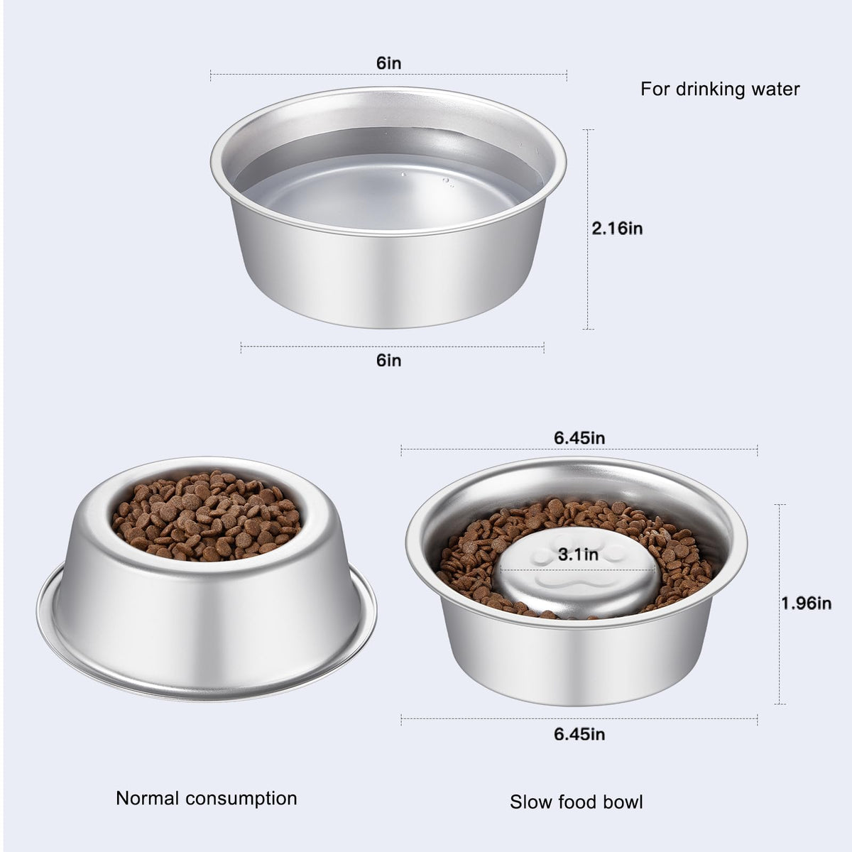 Stainless Steel Pet Dog Water and Food Bowl, 2-Pack P25302