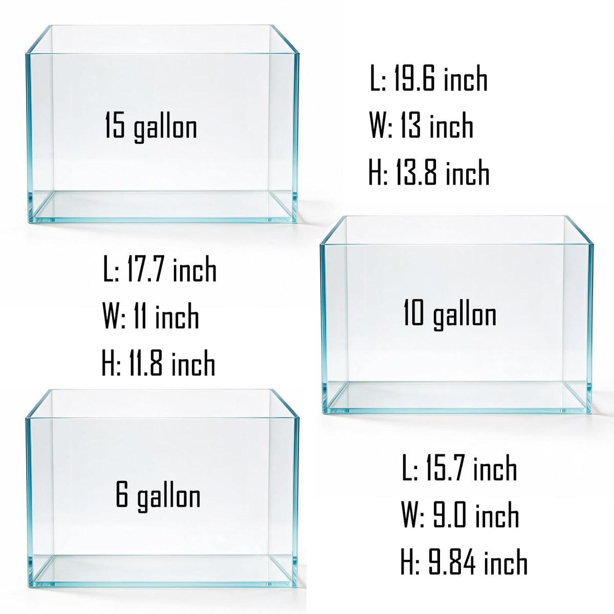 15 Gallon Ultra-Clear Rimless Glass Aquarium Fish Tank F116