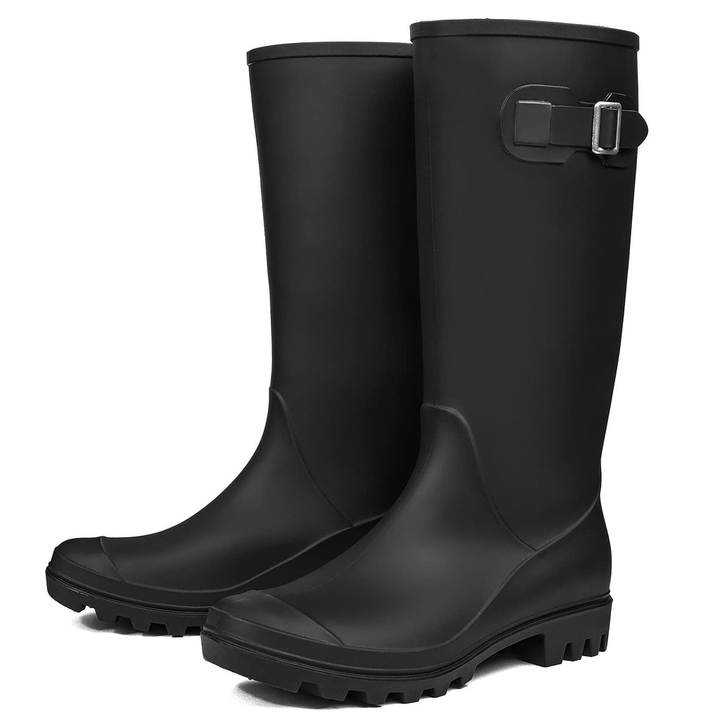 Women's Tall Waterproof Rubber Wide Calf Rain Boots I2542