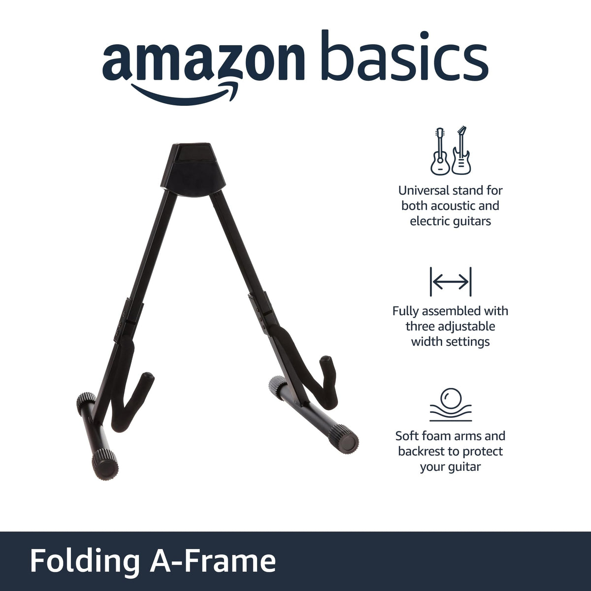 Adjustable Folding Guitar Stand with Padded Foam, Black R236357