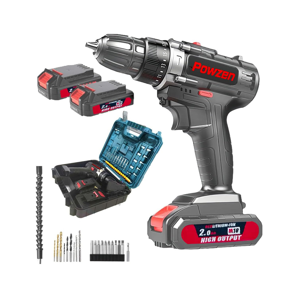 21V Brushless Cordless Power Drill with 2 Battery and Charger D2234
