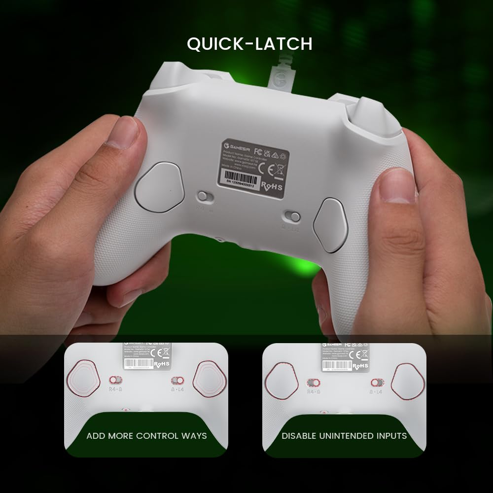 Wired Gamepad with Hall Effect Joysticks and 3.5 mm Audio Jack White A1275
