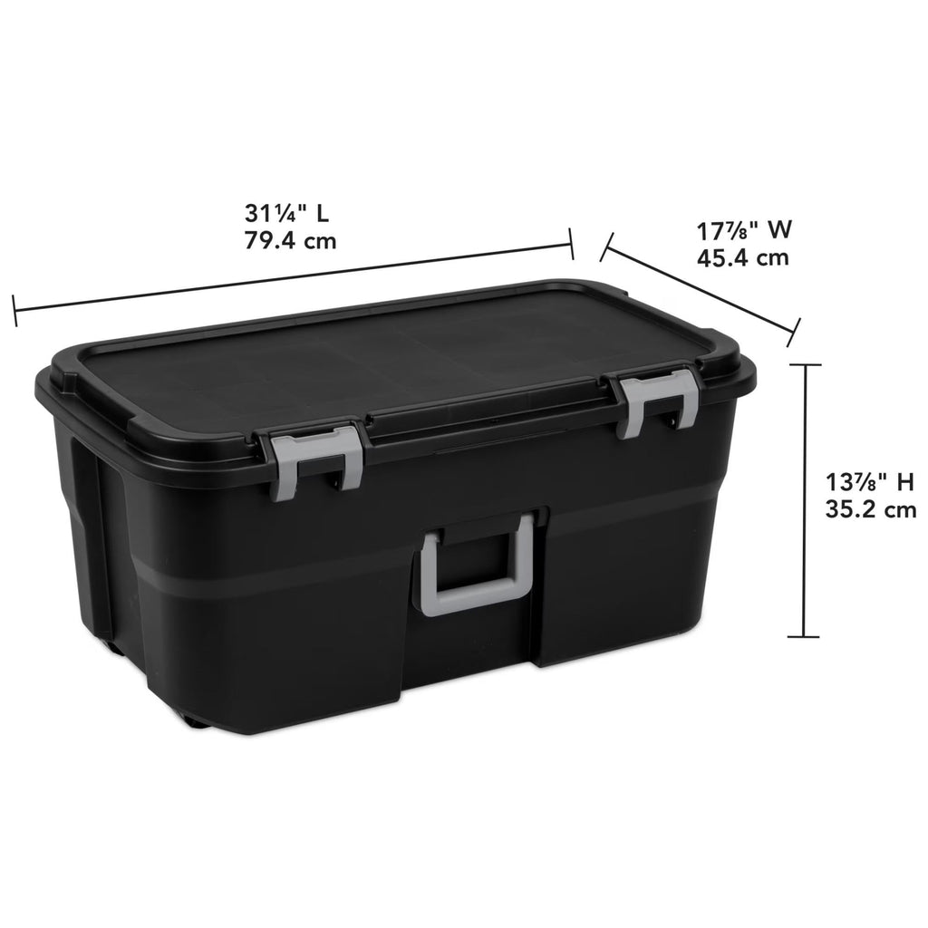 22 Gallon Black Wheeled Plastic Storage Trunk C9898