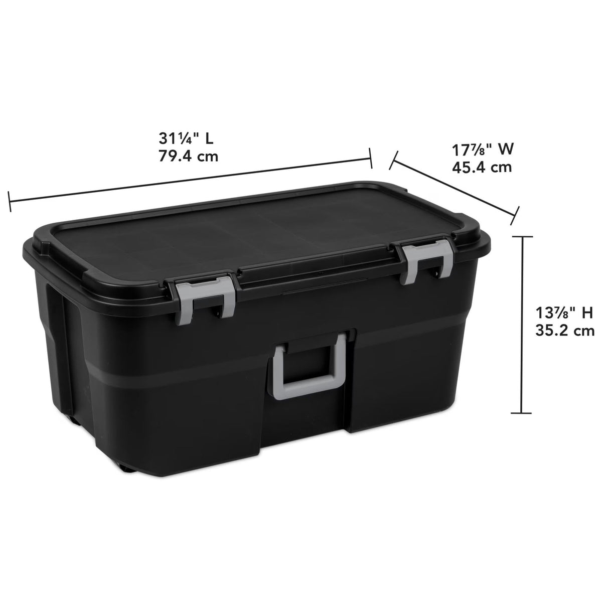 22 Gallon Black Wheeled Plastic Storage Trunk C9898