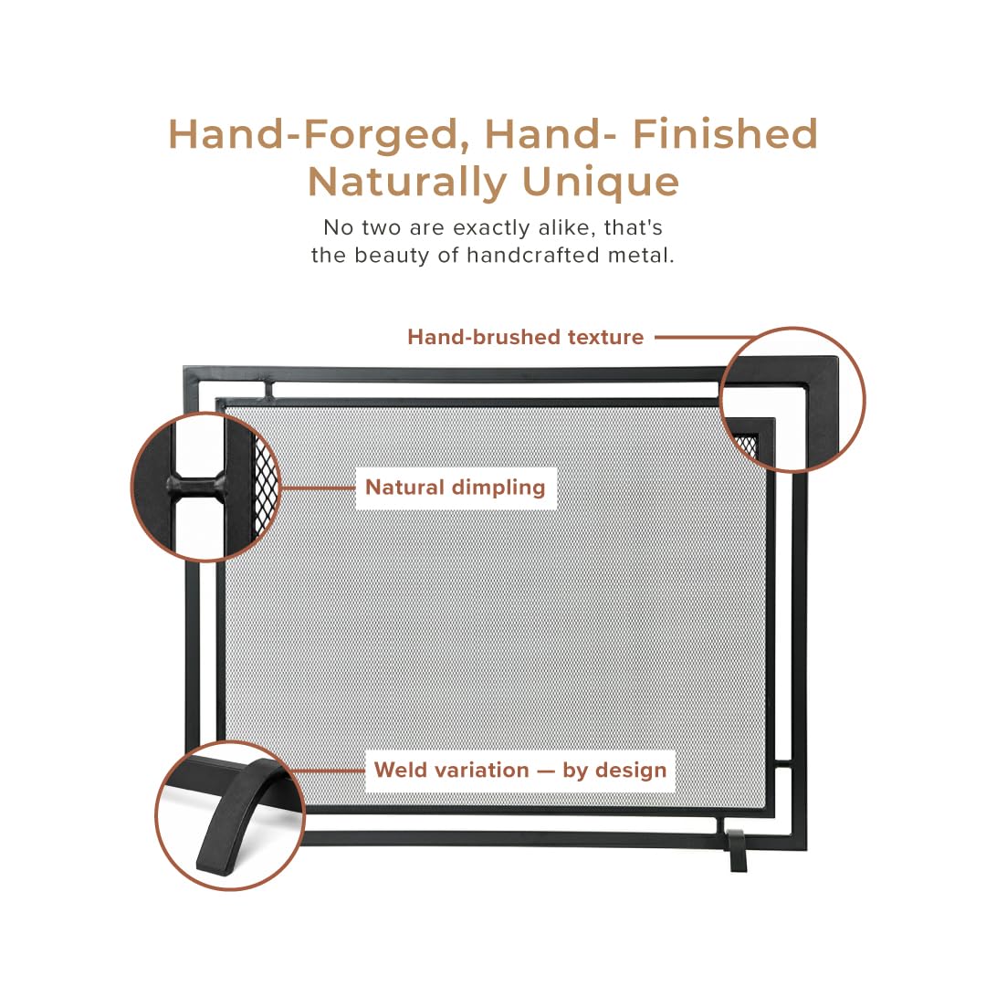 Black Single Panel Steel Mesh Fireplace Screen X340