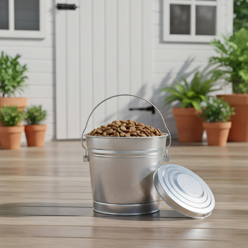 6-Gallon Galvanized Steel Locking Lid Trash Can T15404