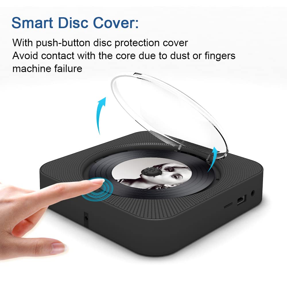 Portable CD Player with Bluetooth, Dual Speakers, LED Display, FM Radio, Black E804674
