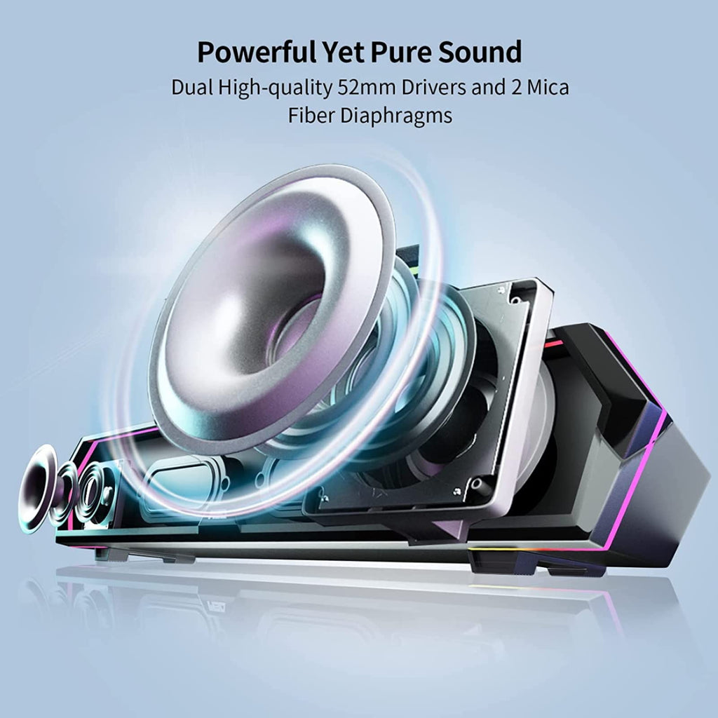 Computer Sound Bar with Deep Bass RGB Microphone Bluetooth 5.3 USB N695