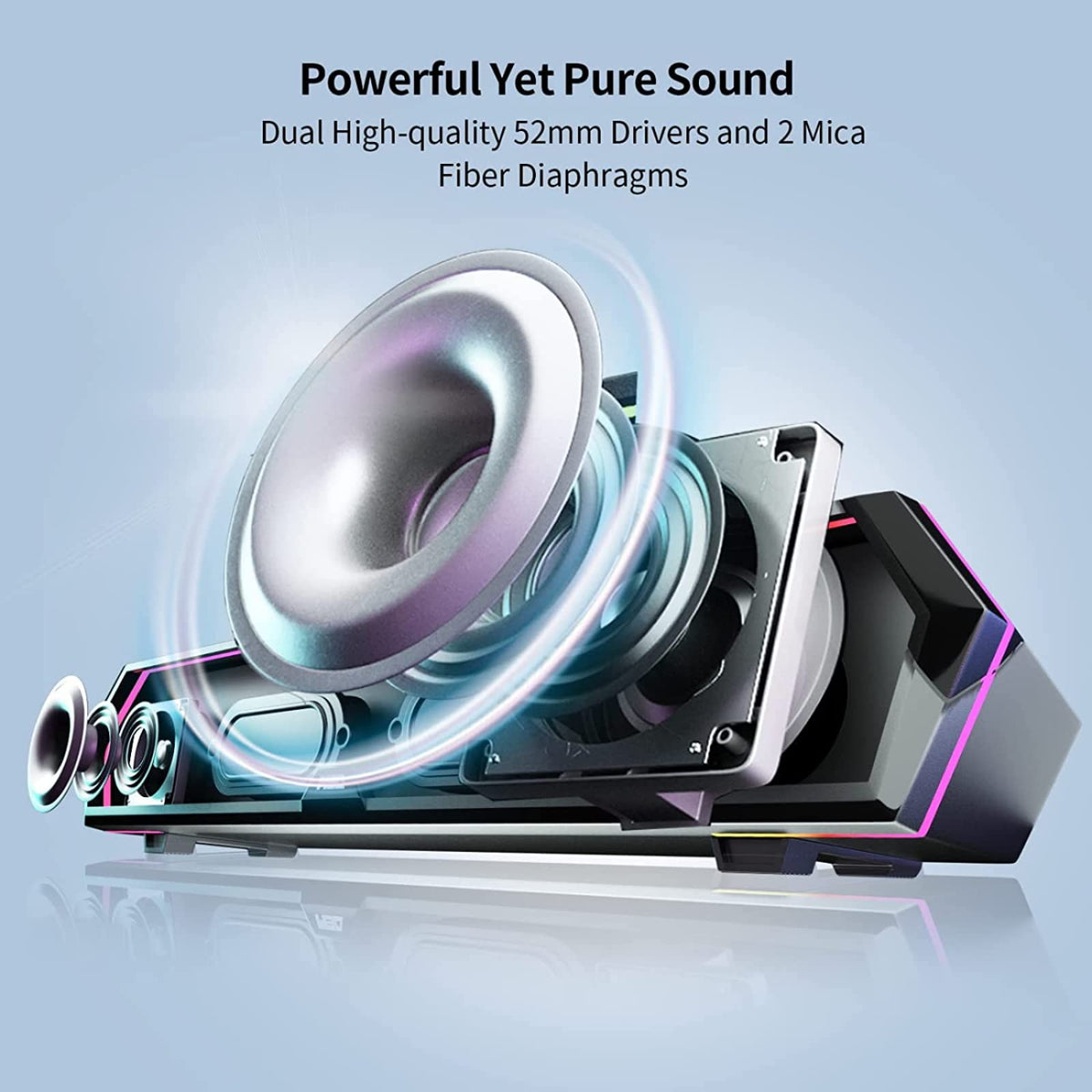 Computer Sound Bar with Deep Bass RGB Microphone Bluetooth 5.3 USB N695