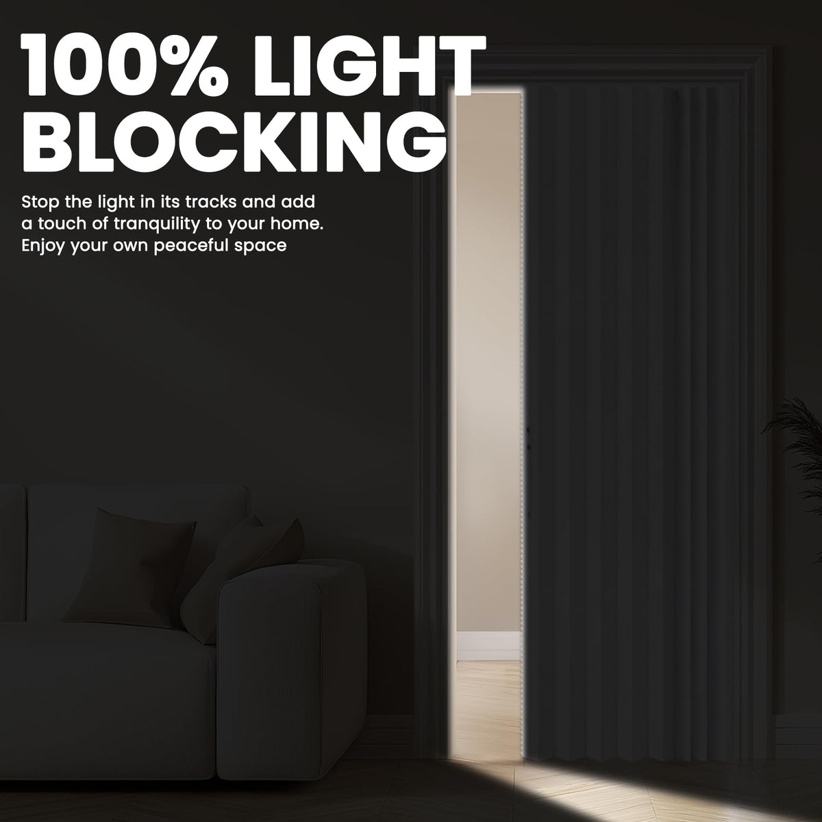 Blackout Magnetic Door Curtain 72W x 79 L White N979428