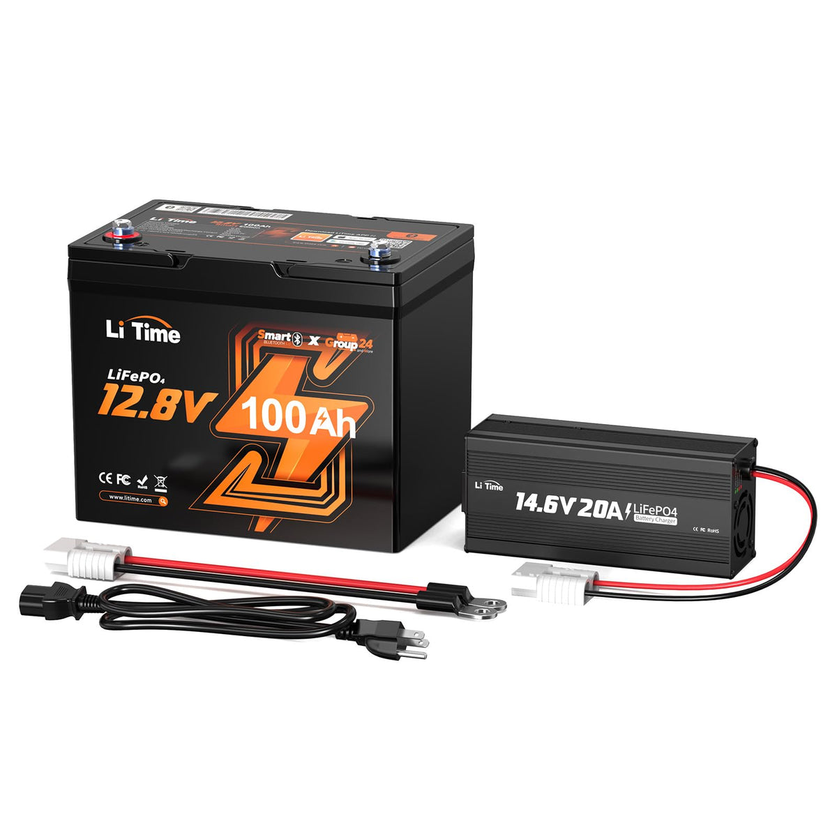 12V 100Ah Group 24 LiFePO4 Battery with Charger I20448