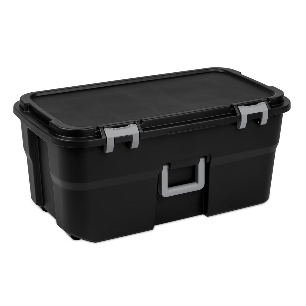 22 Gallon Black Wheeled Plastic Storage Trunk C9898