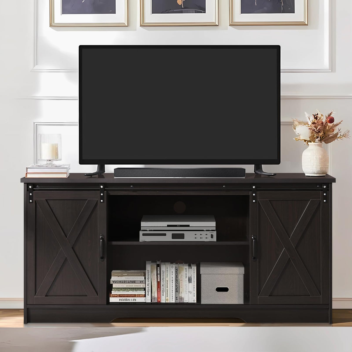 65 Inch TV Stand with Sliding Barn Doors N948961