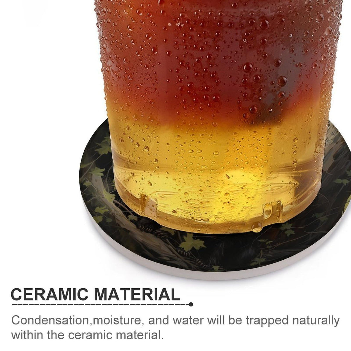 Absorbent Ceramic Stone Coasters Set of 4 Cork Base X792