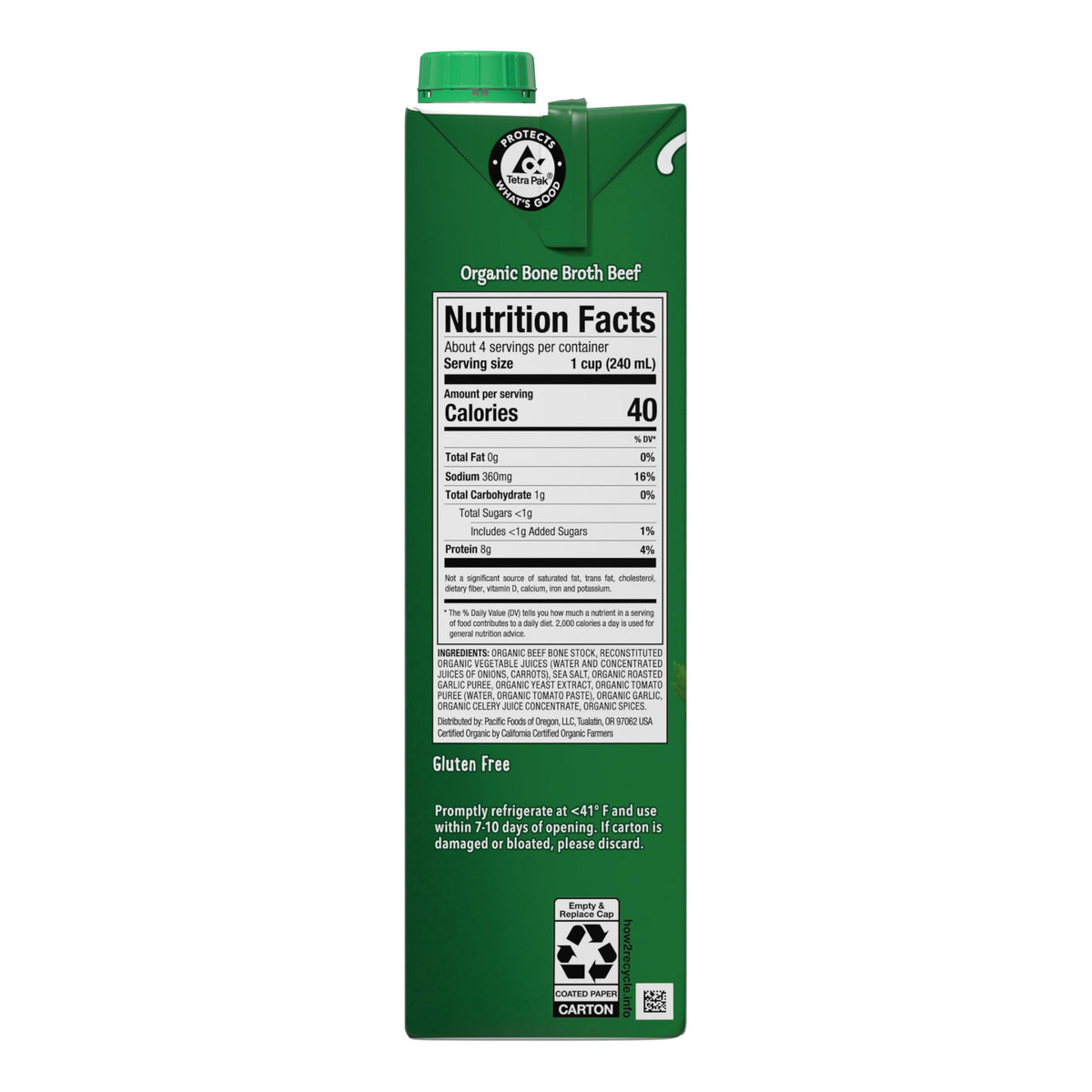 Organic Beef Bone Broth 32 oz Carton Pack of 4 A388471