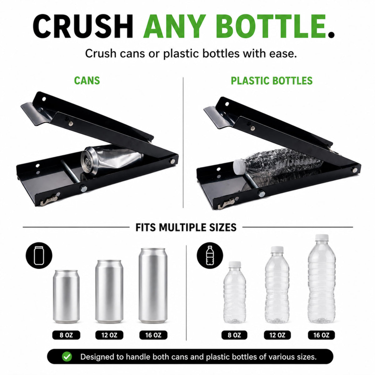 Heavy Duty Aluminum Foldable Can Crusher with Non-Slip Base Q118807