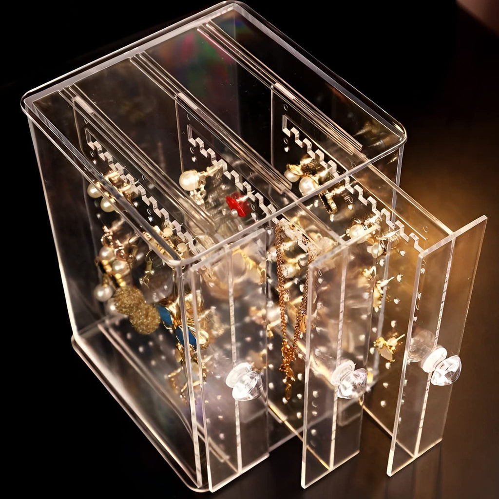 Clear Acrylic 3 Vertical Drawer Jewelry Storage Box Q1072