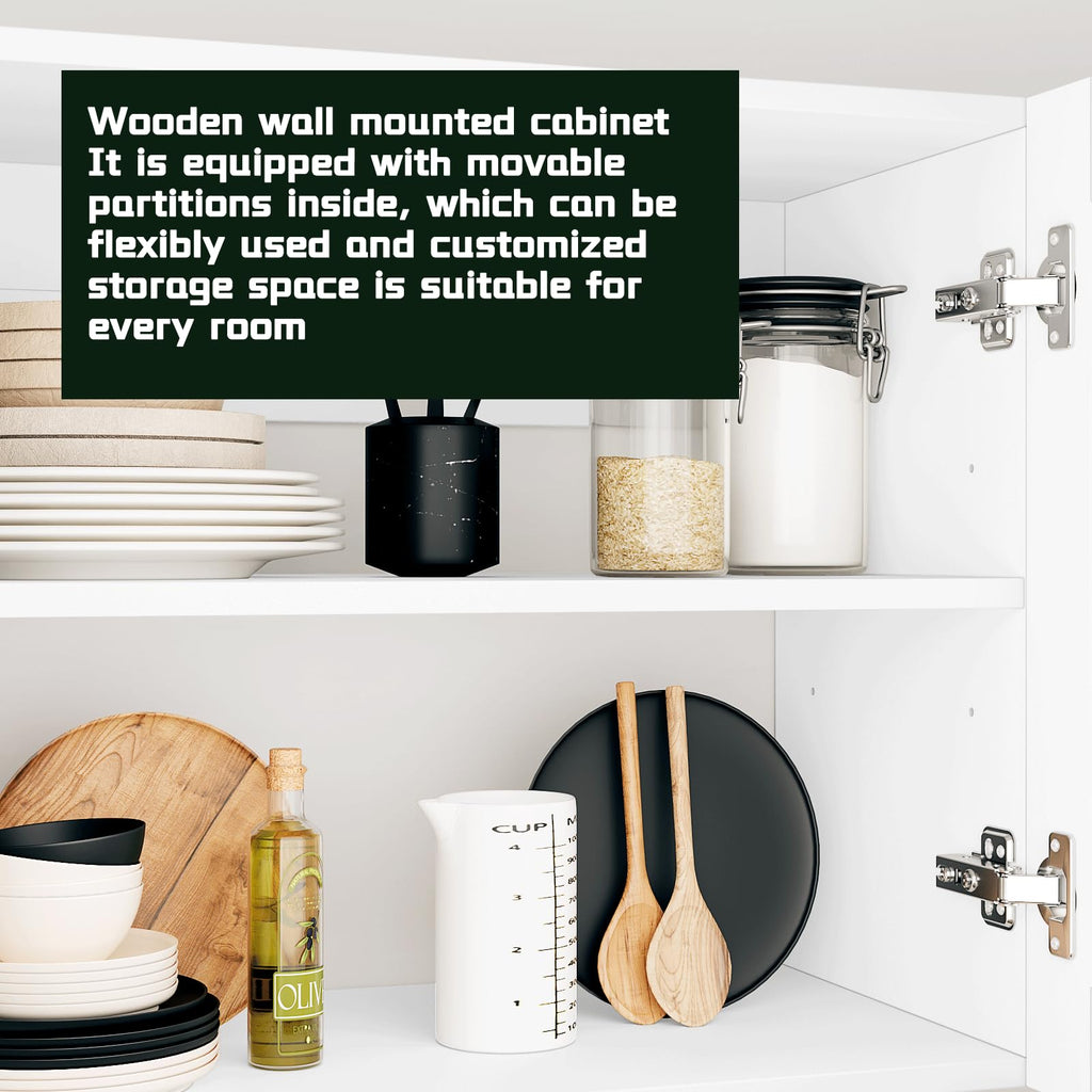 White Laundry Room Cabinets and Storage with 4 Doors and Adjustable Shelf W58540
