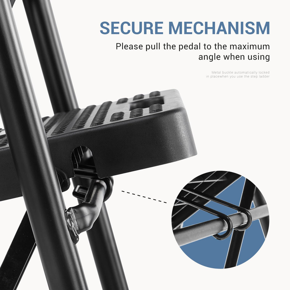 2 Step Stool with Anti-Slip Pedal & Handrail, 330lbs, Black I30175