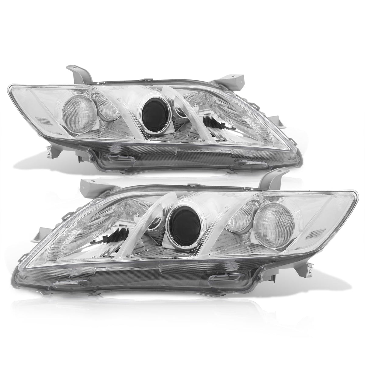 Chrome Housing Clear Lens Projector Headlights Pair L9955