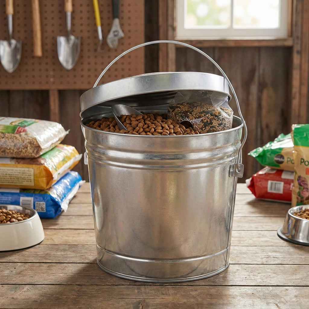 6-Gallon Galvanized Steel Locking Lid Trash Can T15404