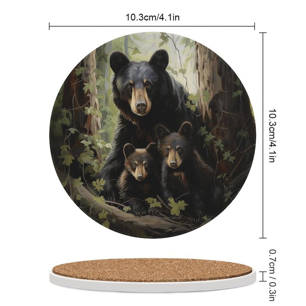 Absorbent Ceramic Stone Coasters Set of 4 Cork Base X792