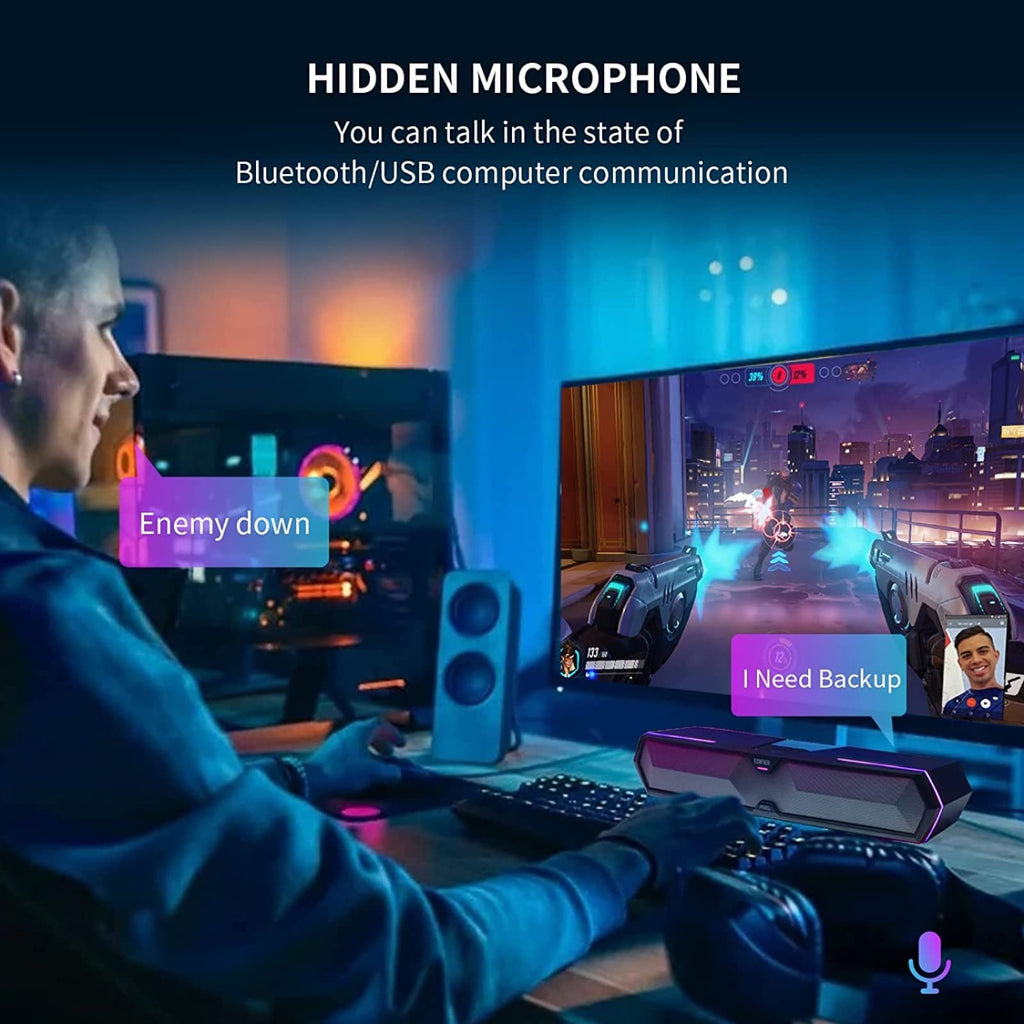 Computer Sound Bar with Deep Bass RGB Microphone Bluetooth 5.3 USB N695