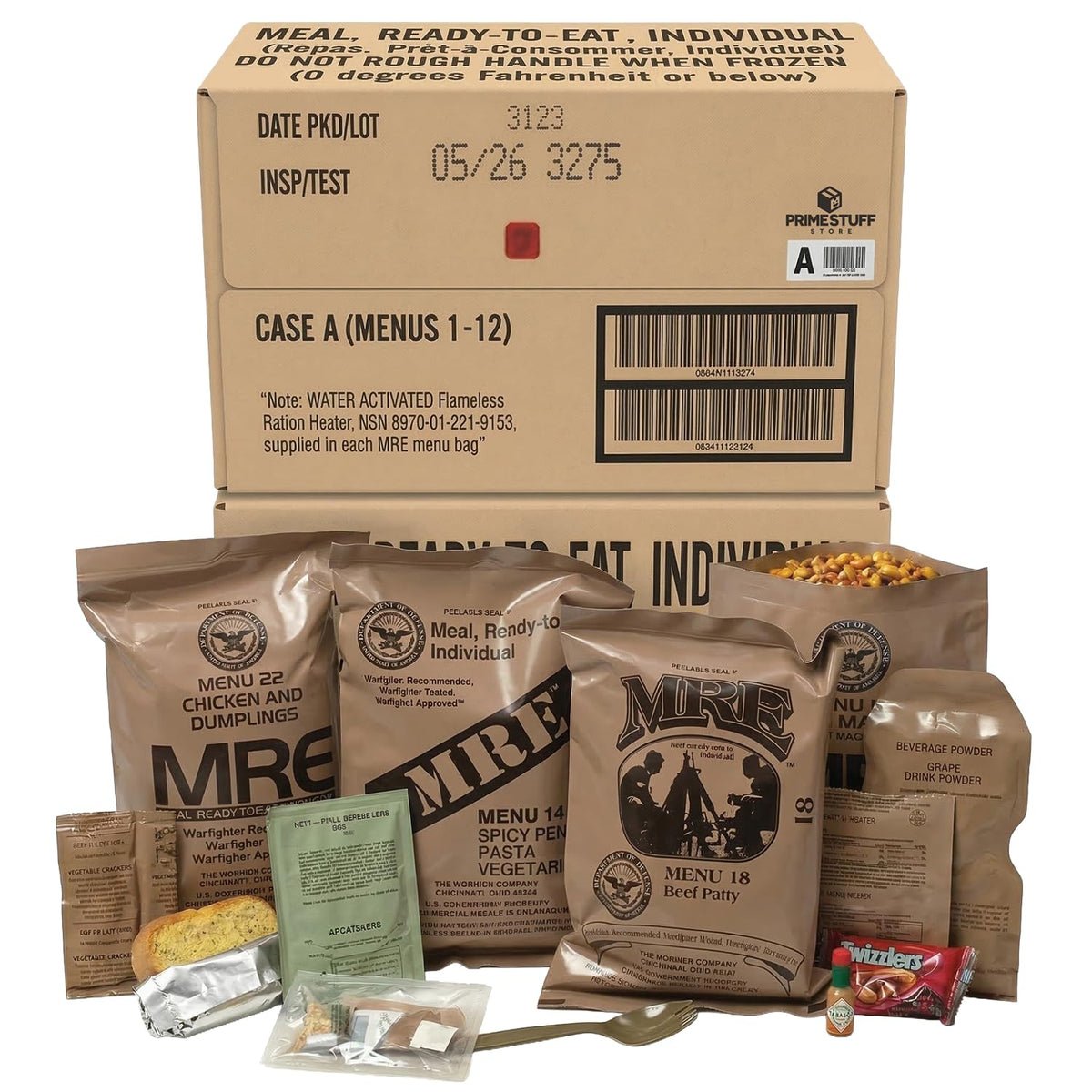 Meals Ready to Eat 12 packs with Flameless Heater L352118
