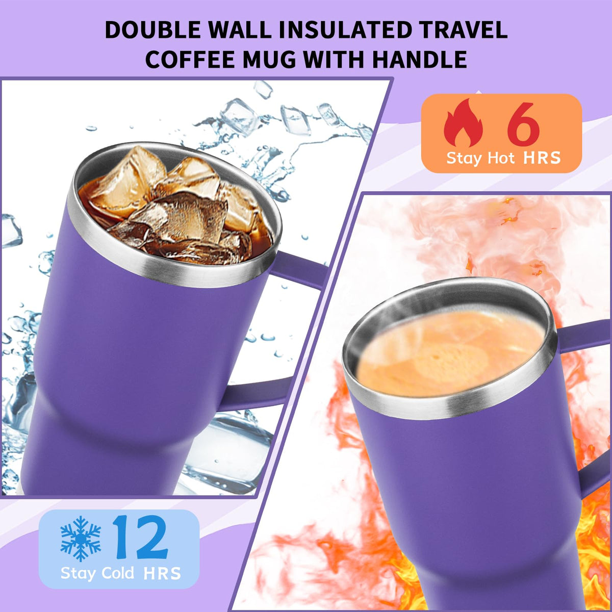 20oz Insulated Stainless Steel Tumbler with Handle and Straw Y7304