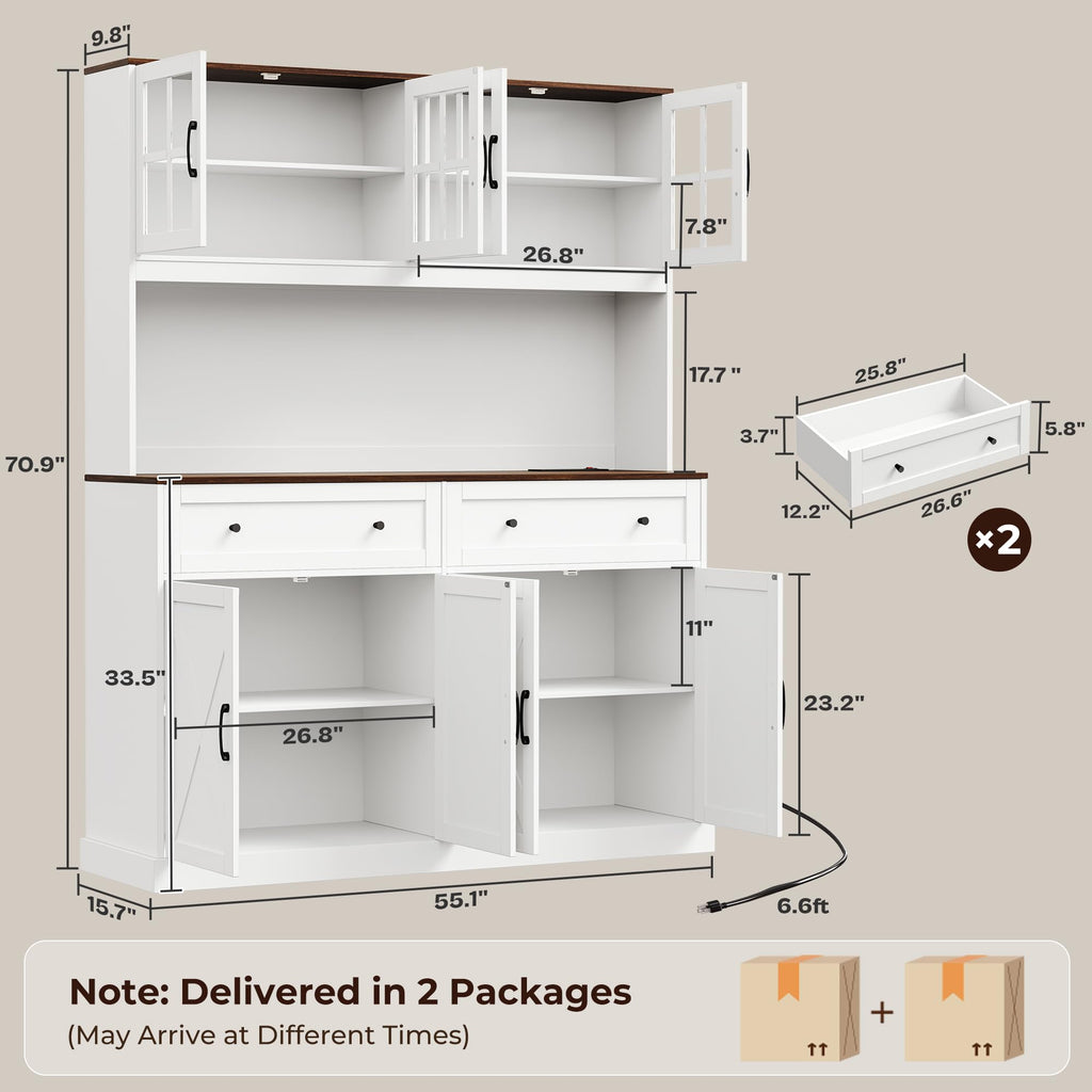 White Pantry Cabinet with Charging Station F2779