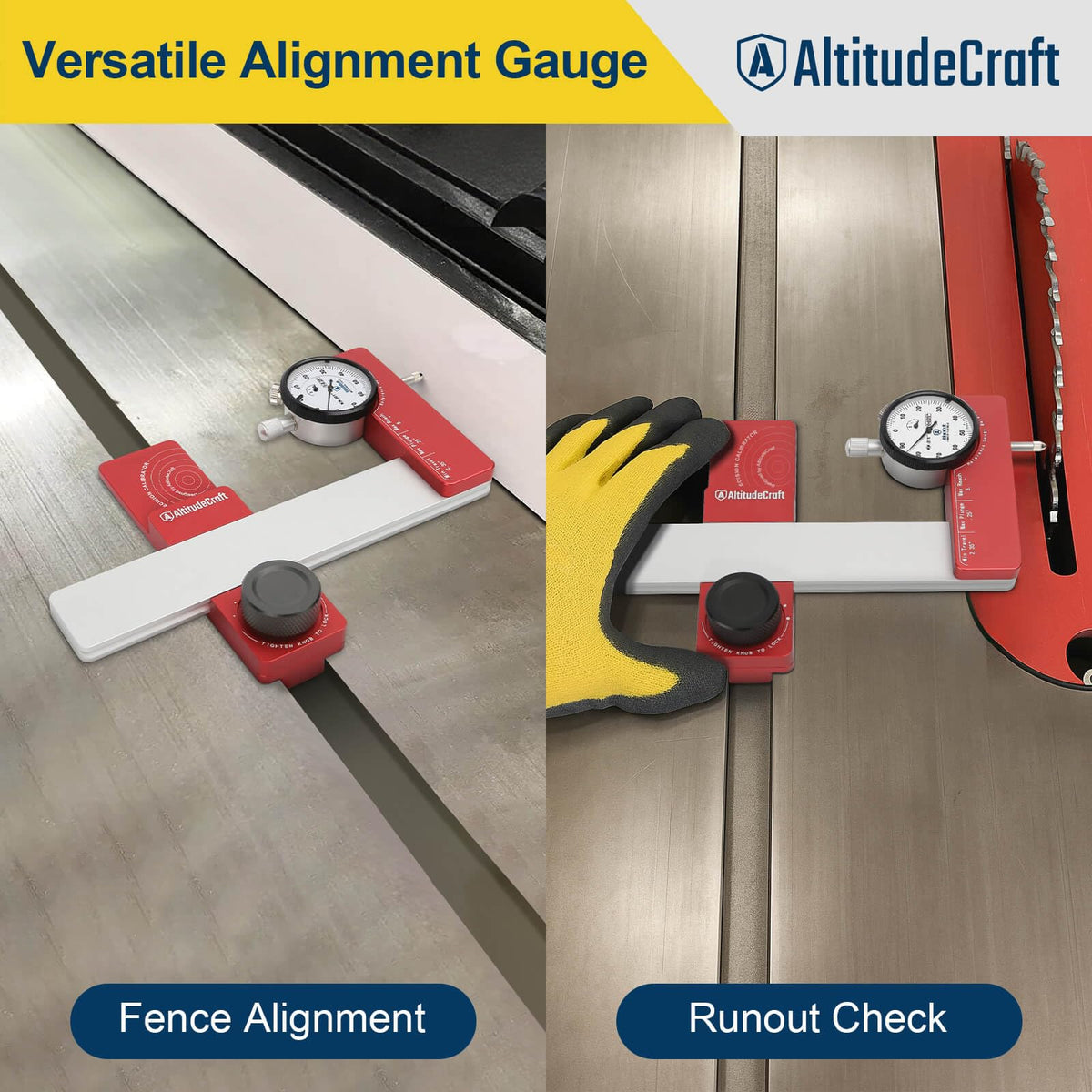 Table Saw Alignment Gauge with 0.001-Inch Dial Indicator D625