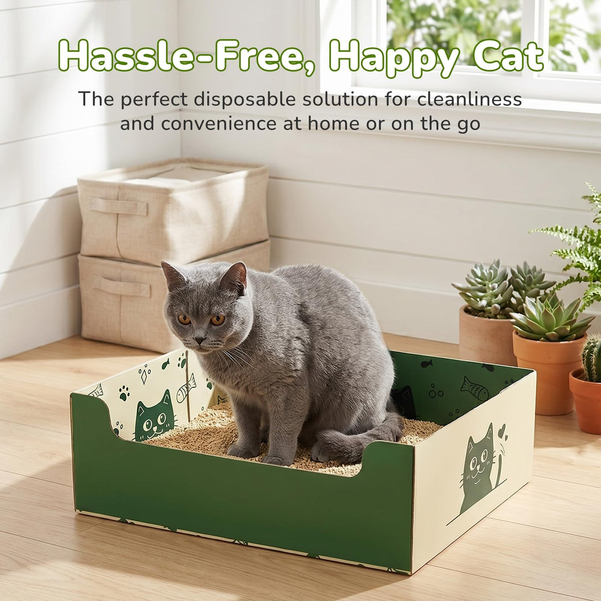 8 Pcs Disposable Cat Litter Box with Scoop E602395