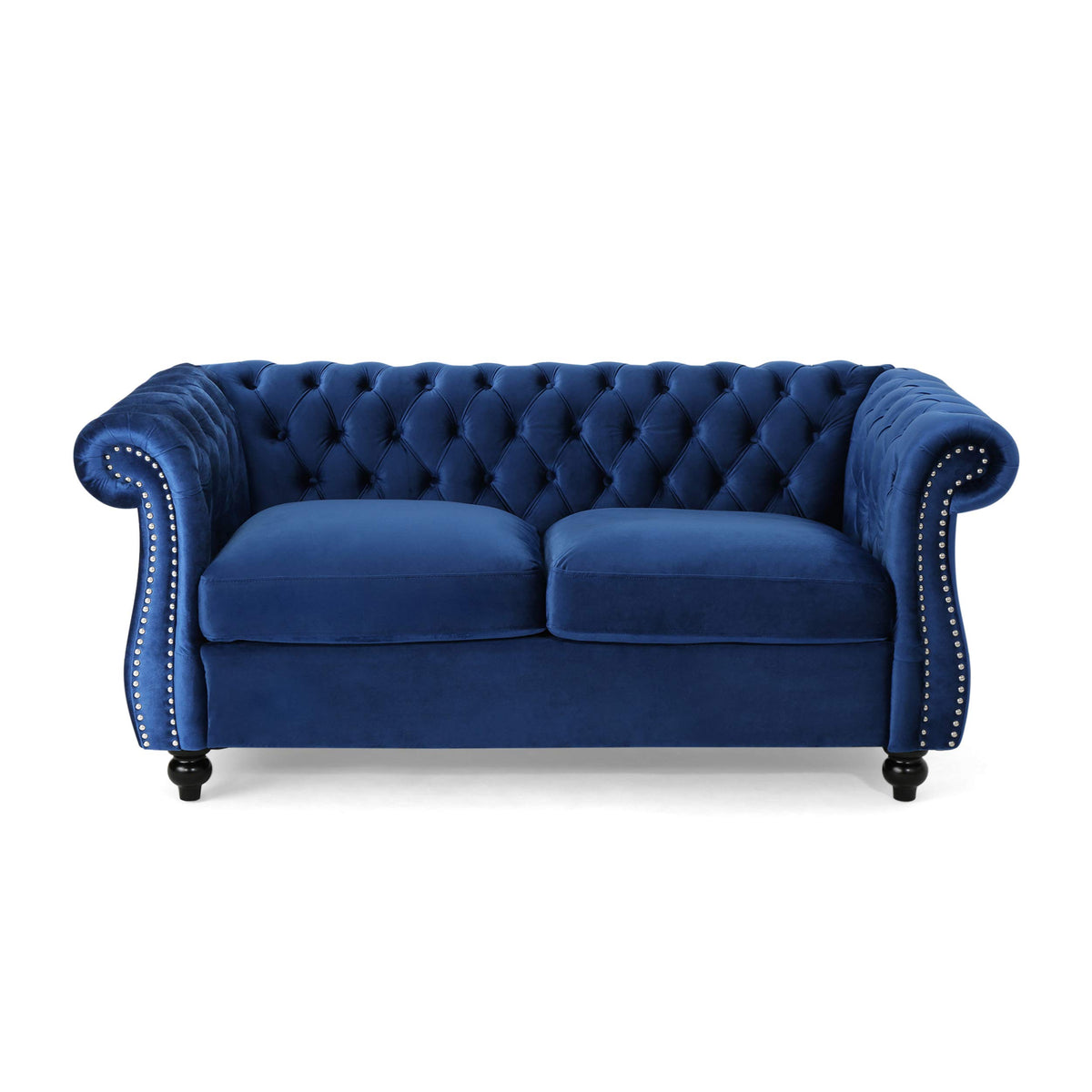 Navy Blue Velvet Tufted Chesterfield Sofa H452126