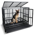 42 inch Heavy Duty Metal Dog Cage with Double Doors & Lockable Wheels C6141