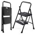 2 Step Stool with Anti-Slip Pedal & Handrail, 330lbs, Black I30175