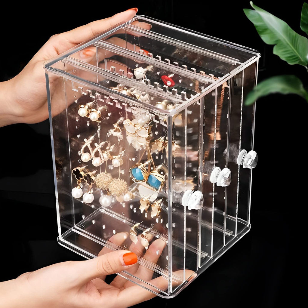 Clear Acrylic 3 Vertical Drawer Jewelry Storage Box Q1072