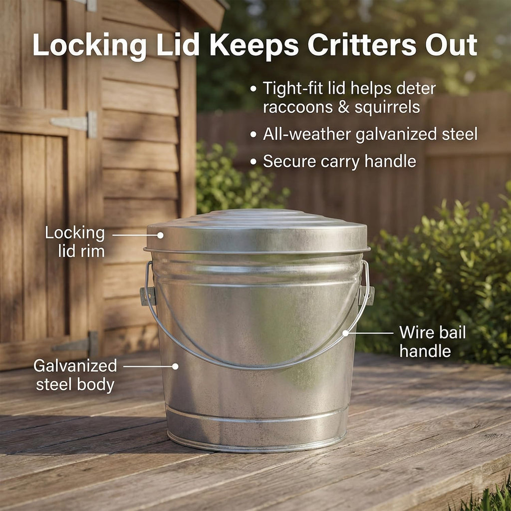 6-Gallon Galvanized Steel Locking Lid Trash Can T15404