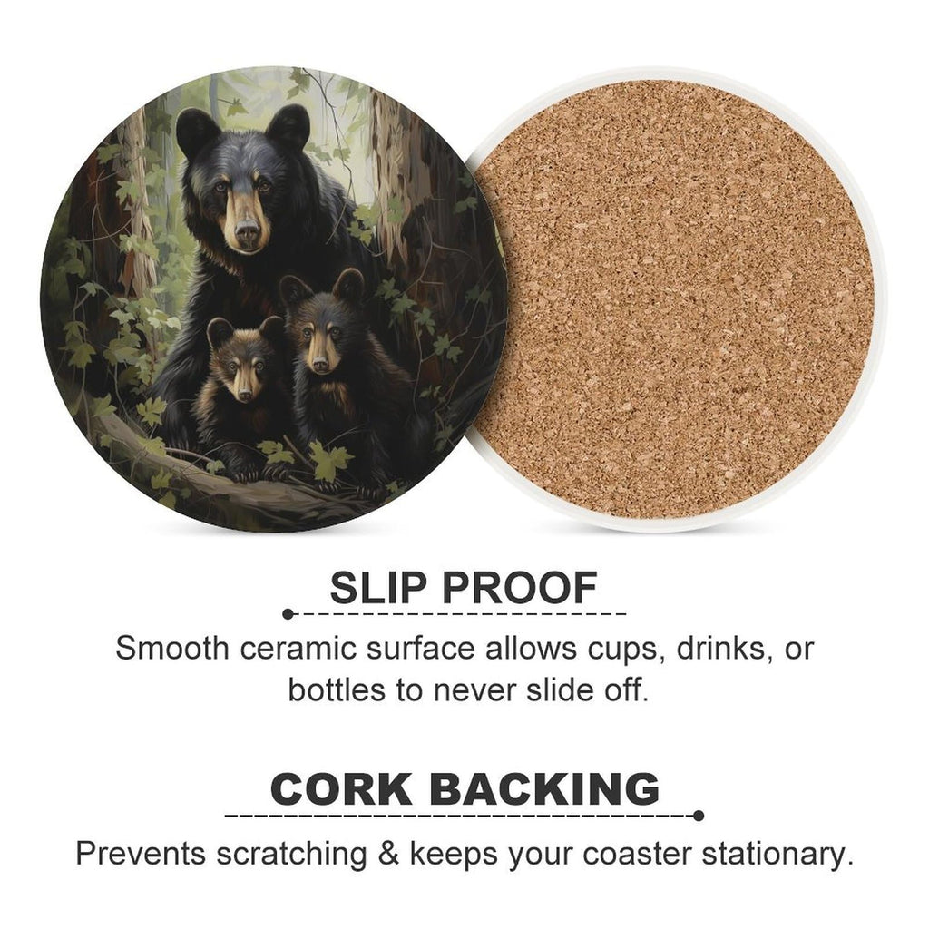 Absorbent Ceramic Stone Coasters Set of 4 Cork Base X792