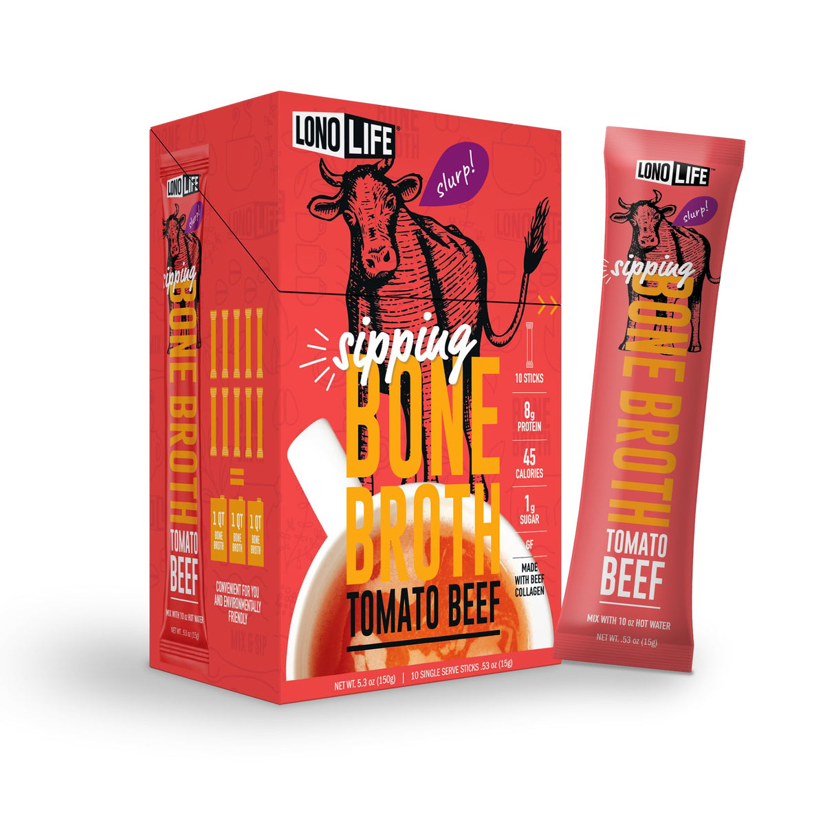 Tomato Beef Bone Broth Packets 10 Pack N1938